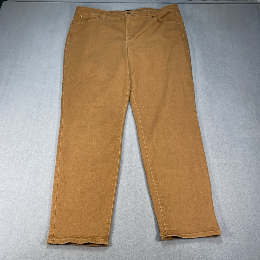 Talbots Women's 16 Brown Denim Pants Slim Ankle Jeans Stretch Casual Comfort